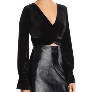 AQUA Velvet Twist Front Crop Top